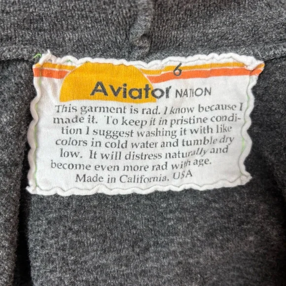 Aviator Nation Zip Hoodie Grey Size 6 - Picture 7 of 10